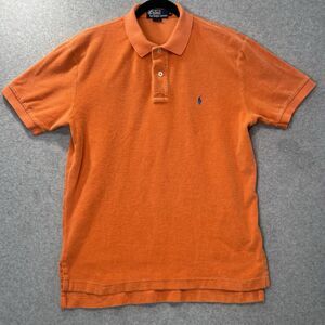 Vintage Polo Ralph Lauren Shirt Mens M Orange velour Short Sleeve